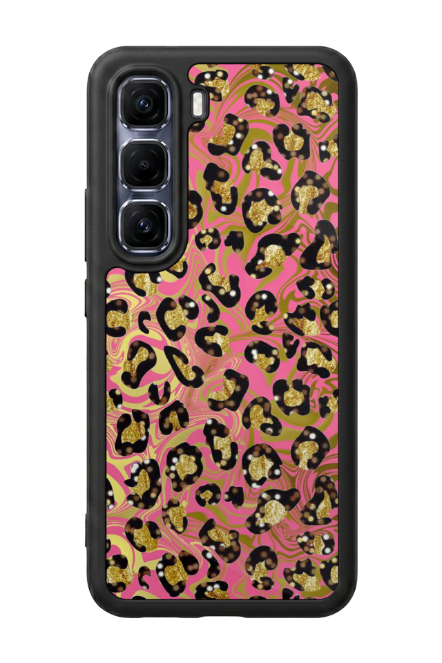 Infinix Hot 60 Pro Plus Uyumlu Hologram Leopar Tasarımlı Glossy Premium Kılıf