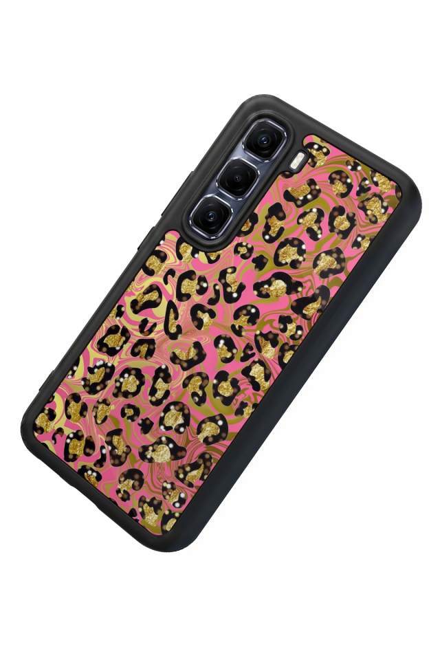 Infinix Hot 60 Pro Plus Uyumlu Hologram Leopar Tasarımlı Glossy Premium Kılıf