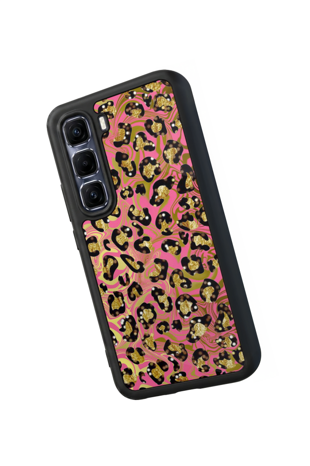 Infinix Hot 60 Pro Plus Uyumlu Hologram Leopar Tasarımlı Glossy Premium Kılıf