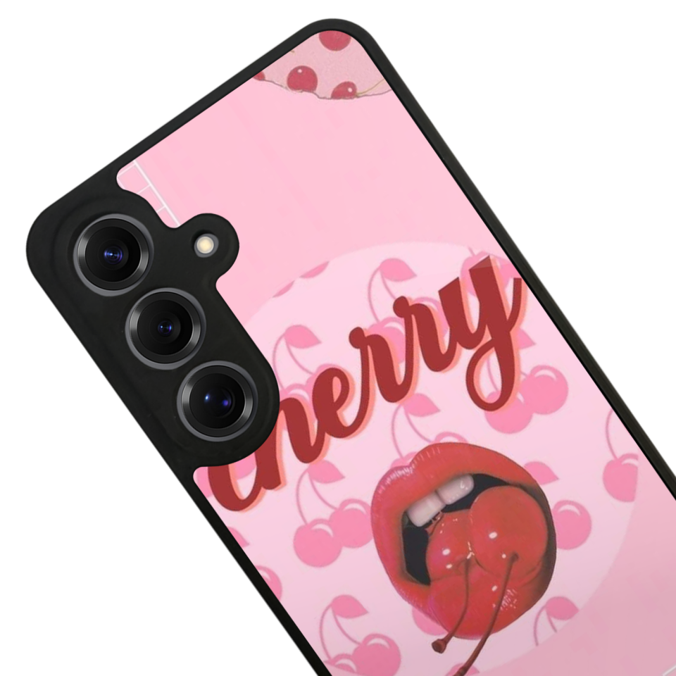 Samsung Galaxy S25 Uyumlu Kiraz Tasarımlı Glossy Premium Kılıf