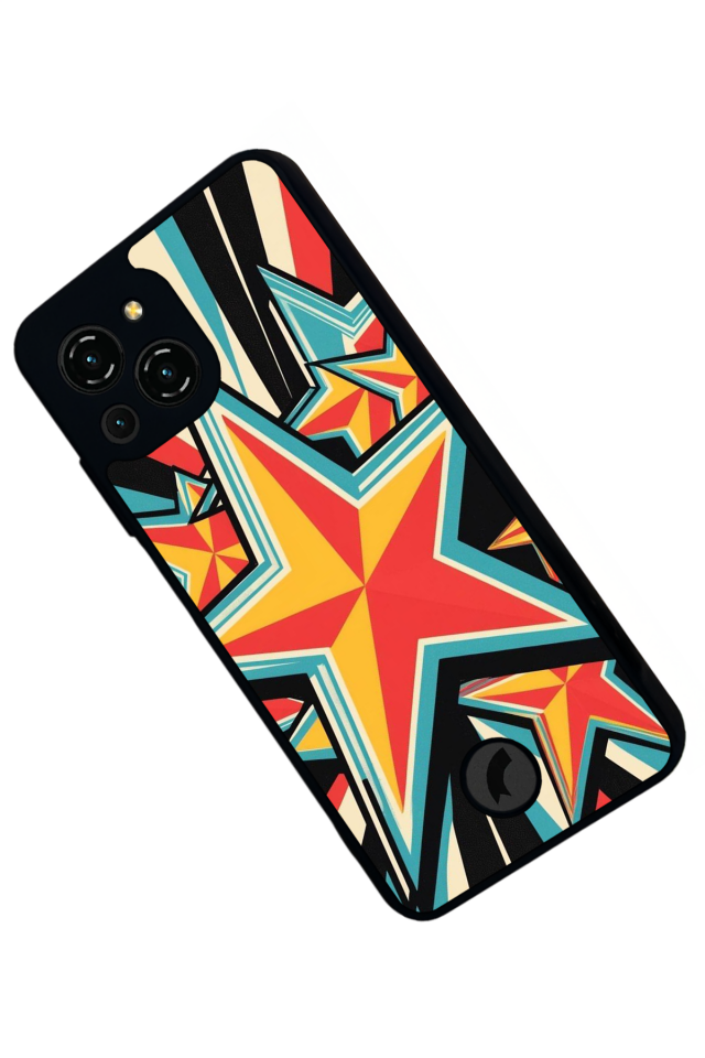 Reeder S23 Pro Max Uyumlu Retro Yildizlar Tasarımlı Glossy Premium Kılıf