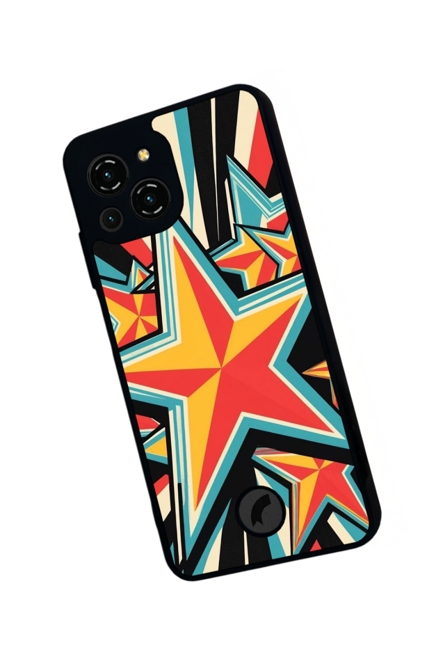 Reeder S23 Pro Max Uyumlu Retro Yildizlar Tasarımlı Glossy Premium Kılıf