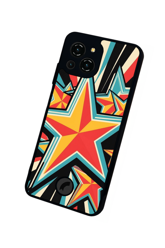 Reeder S23 Pro Max Uyumlu Retro Yildizlar Tasarımlı Glossy Premium Kılıf