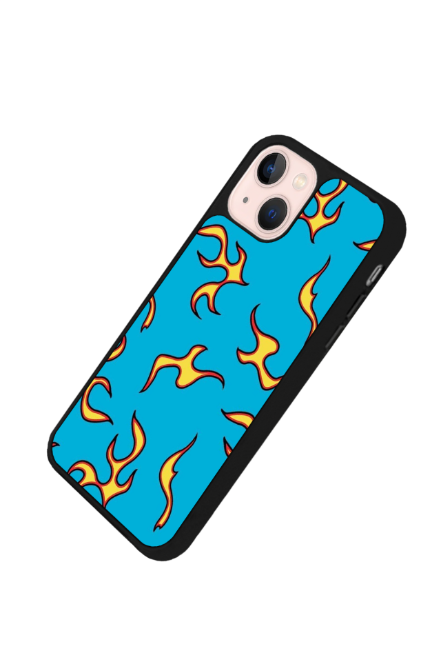 iPhone 14 Plus Uyumlu Retro Flame Patterns Tasarımlı Glossy Premium Kılıf