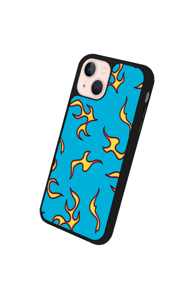 iPhone 14 Plus Uyumlu Retro Flame Patterns Tasarımlı Glossy Premium Kılıf