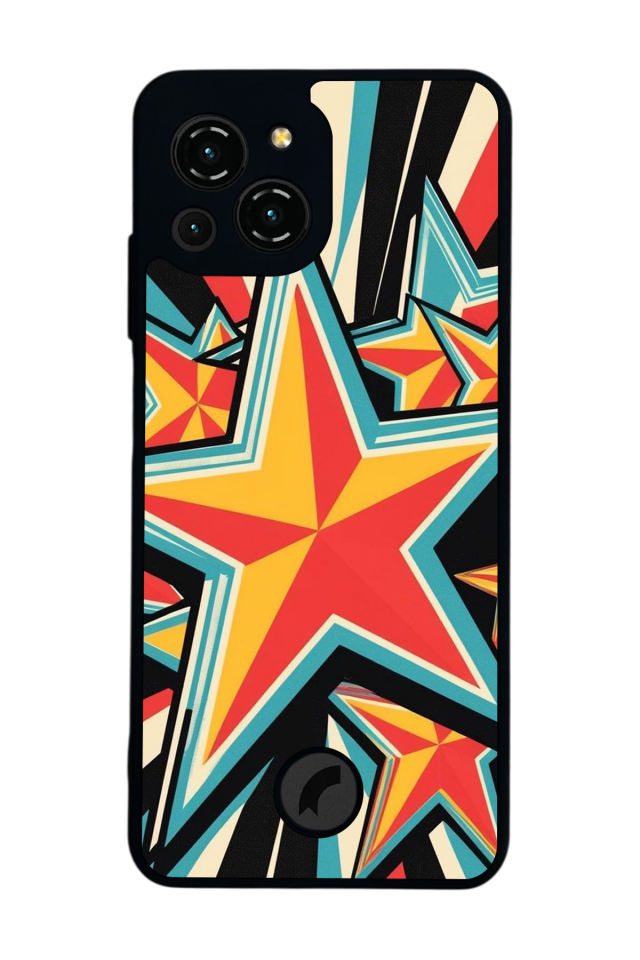 Reeder S23 Pro Max Uyumlu Retro Yildizlar Tasarımlı Glossy Premium Kılıf