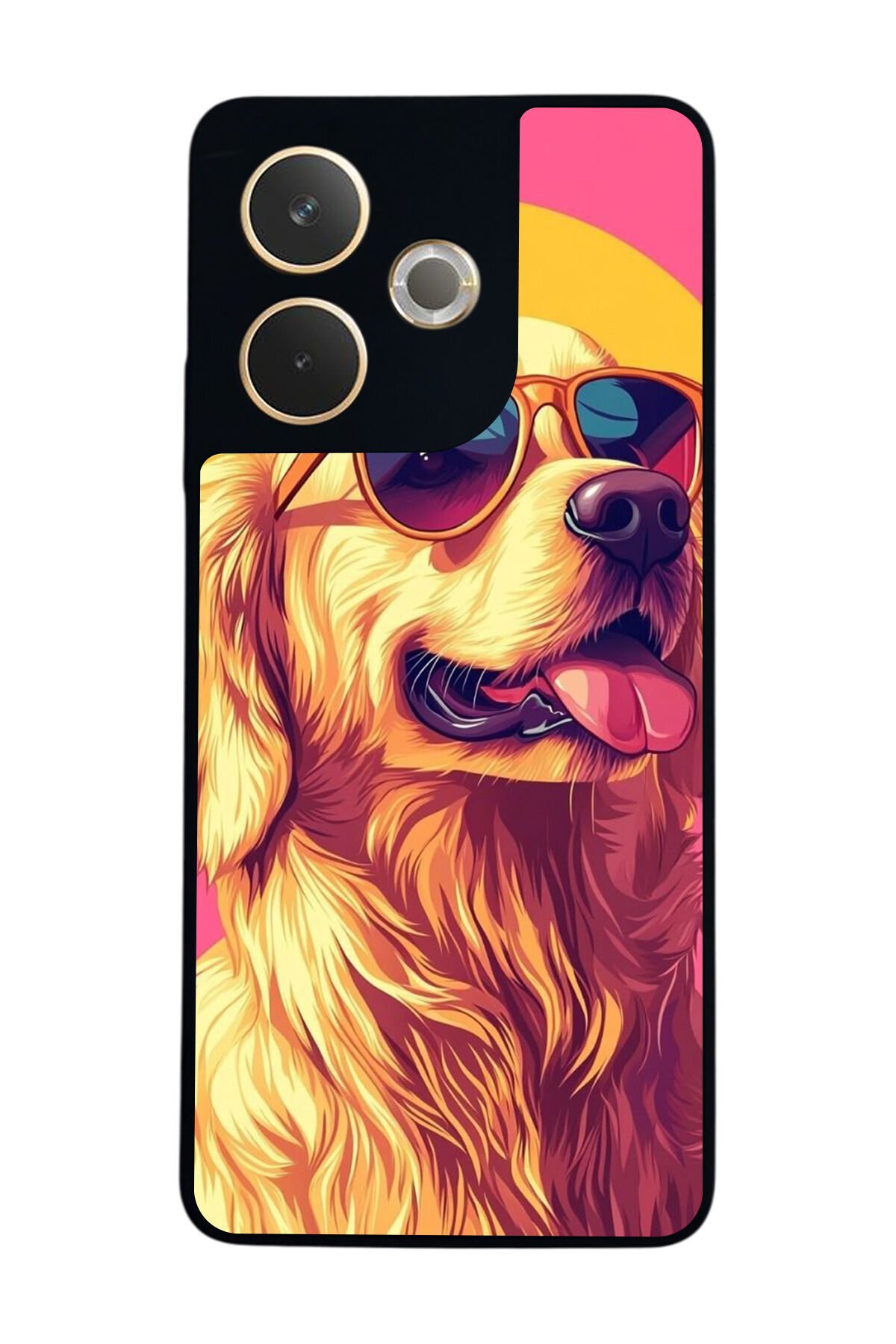 Oppo A5 Pro Uyumlu Golden Kopek Tasarımlı Glossy Premium Kılıf