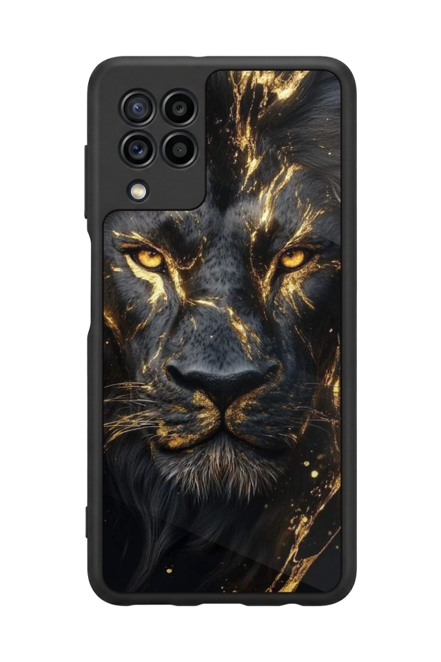 Samsung Galaxy M22 Uyumlu Aslan Tasarımlı Glossy Premium Kılıf