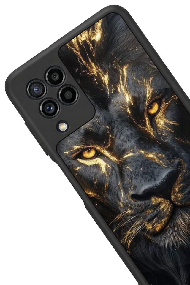 Samsung Galaxy M22 Uyumlu Aslan Tasarımlı Glossy Premium Kılıf