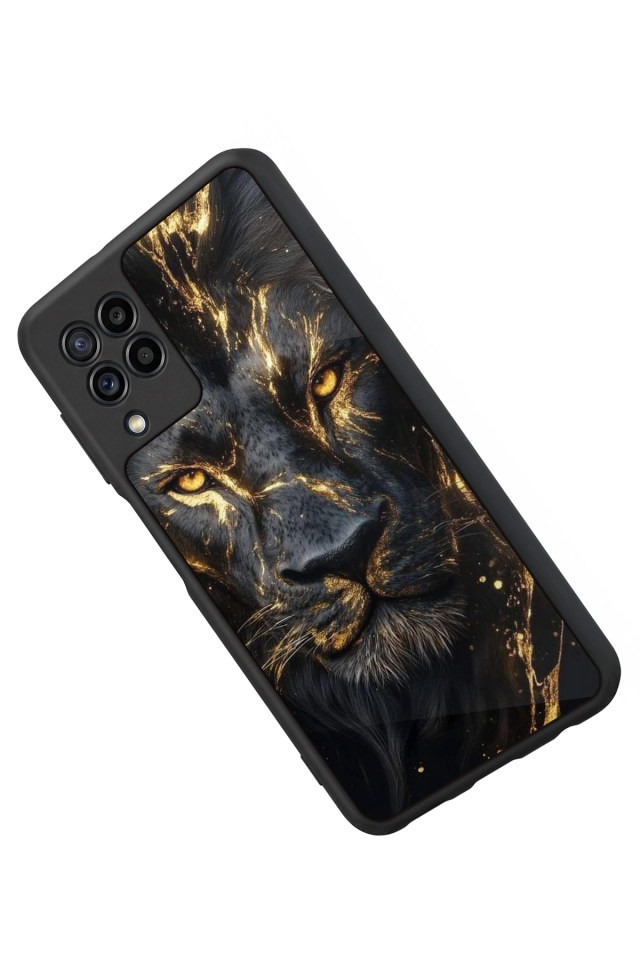 Samsung Galaxy M22 Uyumlu Aslan Tasarımlı Glossy Premium Kılıf