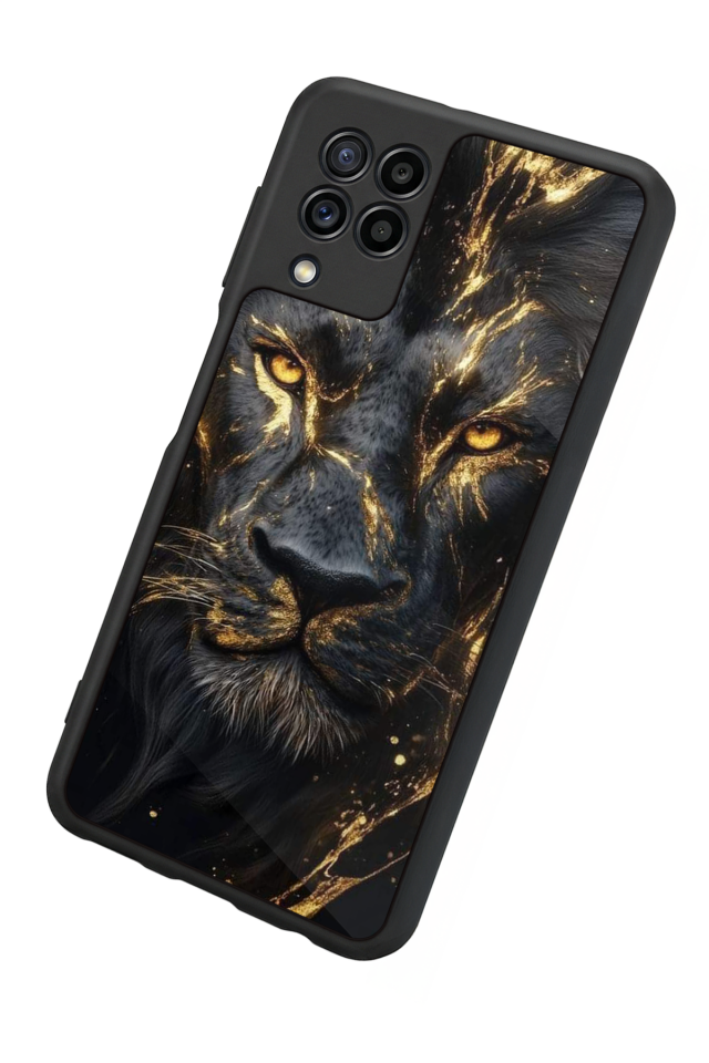 Samsung Galaxy M22 Uyumlu Aslan Tasarımlı Glossy Premium Kılıf
