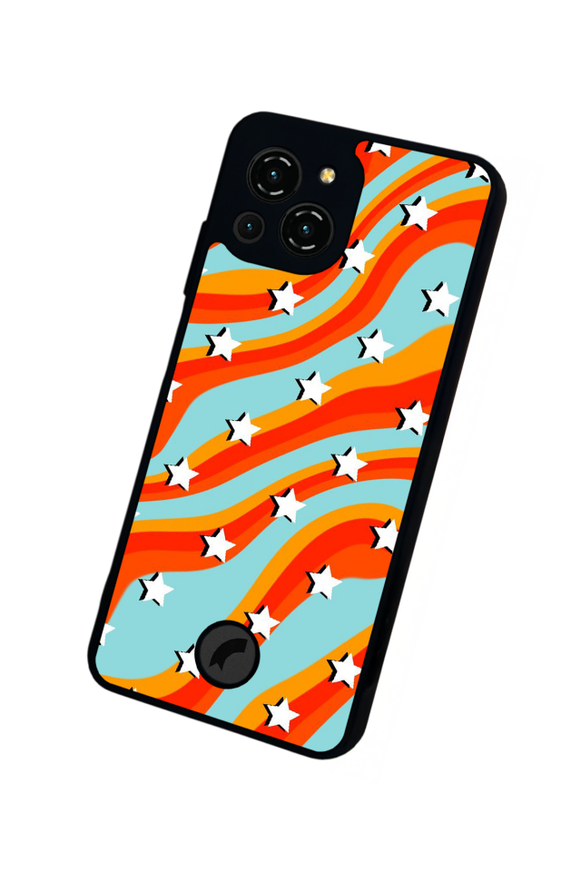 Reeder S23 Pro Max Uyumlu Retro Yildizlar Tasarımlı Glossy Premium Kılıf