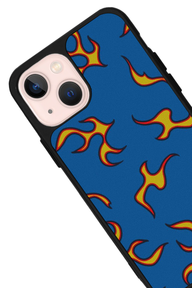 iPhone 14 Plus Uyumlu Retro Flame Patterns Tasarımlı Glossy Premium Kılıf
