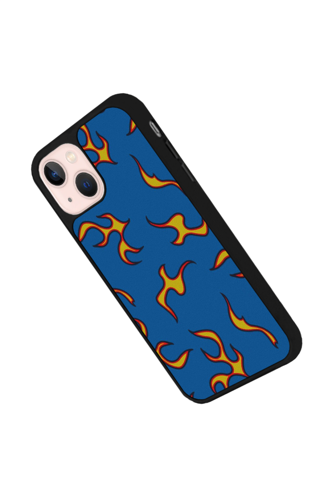 iPhone 14 Plus Uyumlu Retro Flame Patterns Tasarımlı Glossy Premium Kılıf