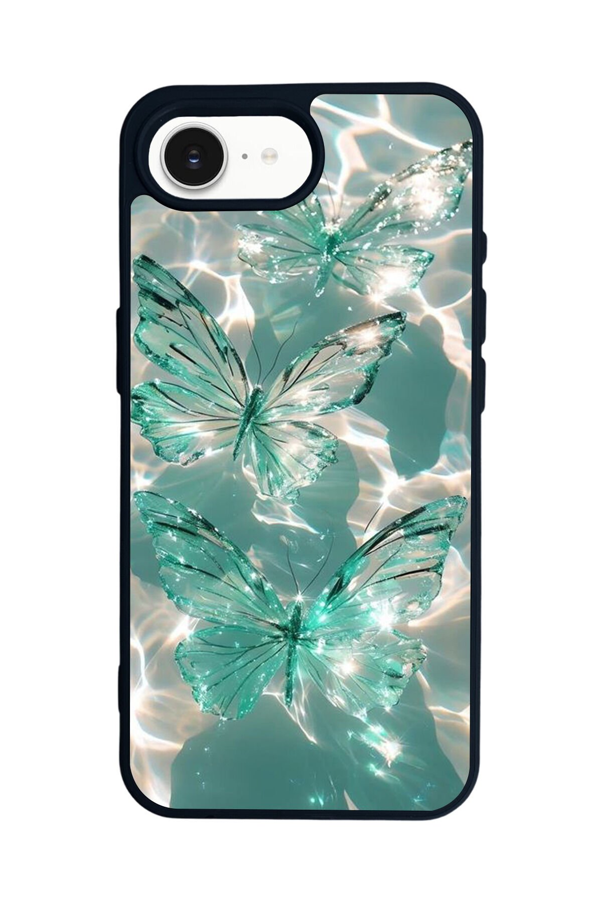 iPhone 16E Uyumlu Kelebek Tasarımlı Glossy Premium Kılıf