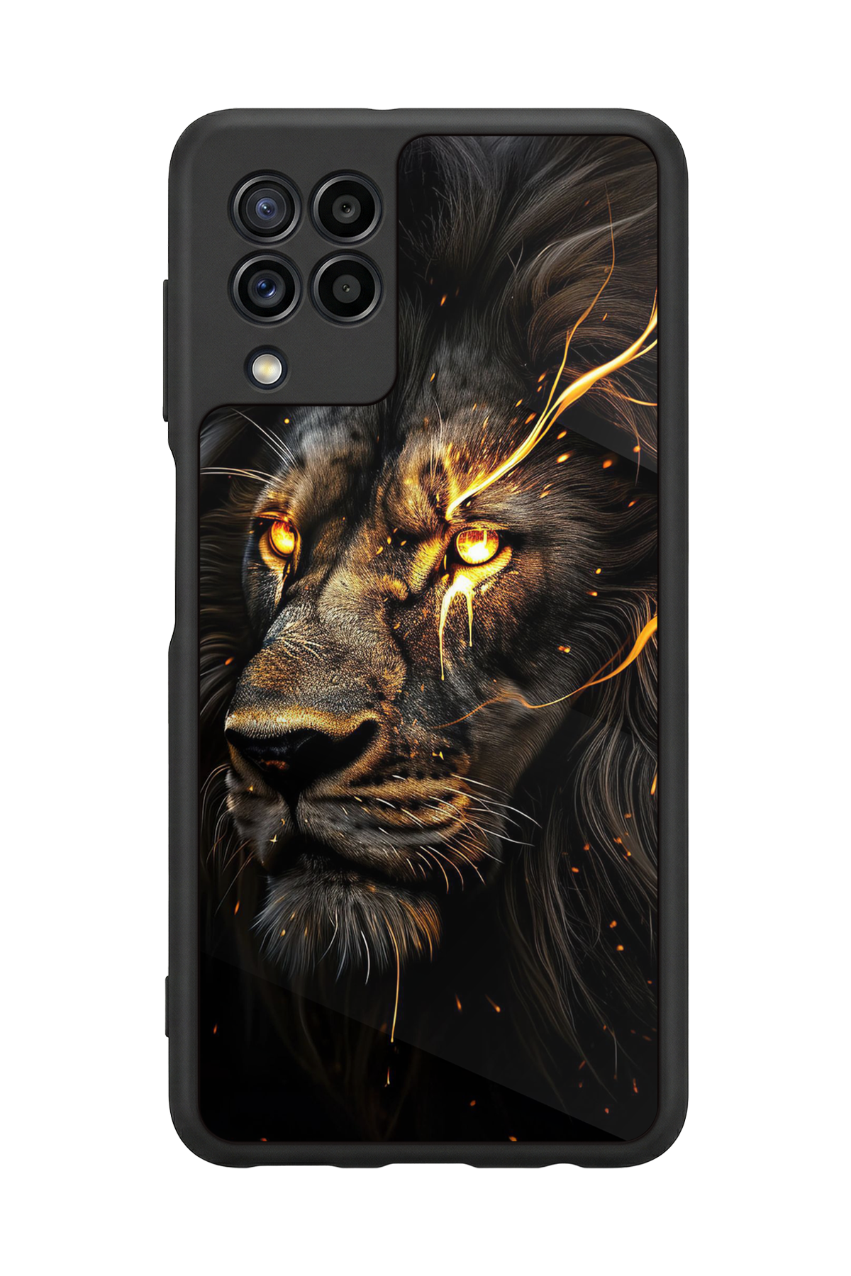 Samsung Galaxy M22 Uyumlu Aslan Tasarımlı Glossy Premium Kılıf