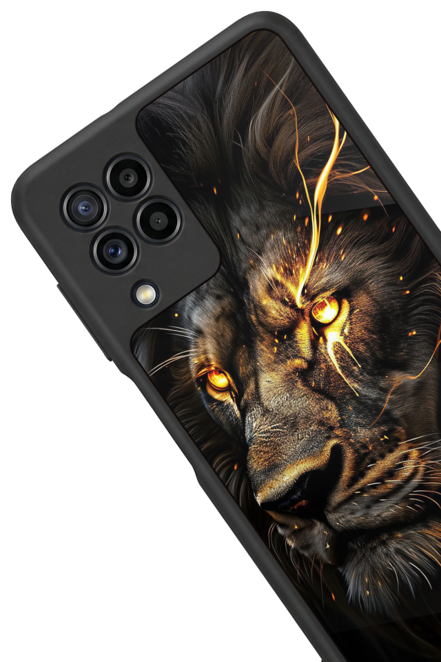 Samsung Galaxy M22 Uyumlu Aslan Tasarımlı Glossy Premium Kılıf