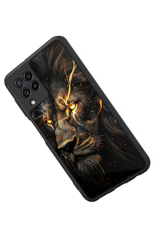 Samsung Galaxy M22 Uyumlu Aslan Tasarımlı Glossy Premium Kılıf