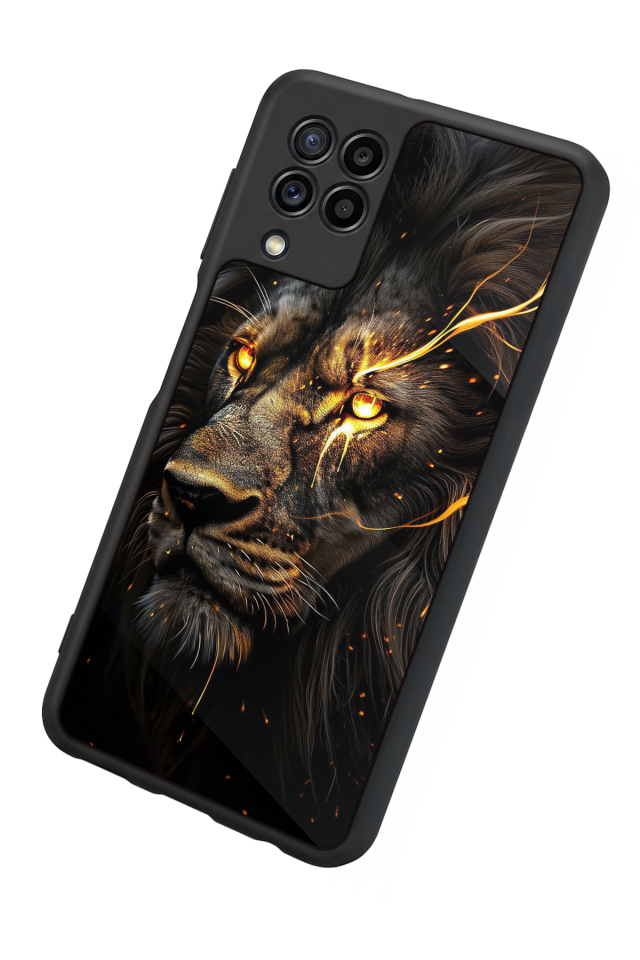 Samsung Galaxy M22 Uyumlu Aslan Tasarımlı Glossy Premium Kılıf