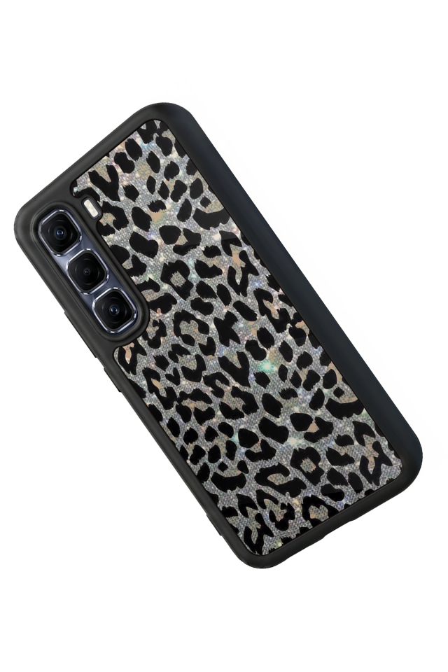 Infinix Hot 60 Pro Plus Uyumlu Hologram Leopar Tasarımlı Glossy Premium Kılıf
