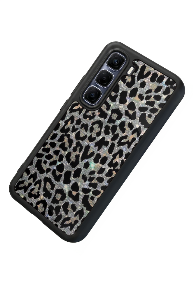 Infinix Hot 60 Pro Plus Uyumlu Hologram Leopar Tasarımlı Glossy Premium Kılıf