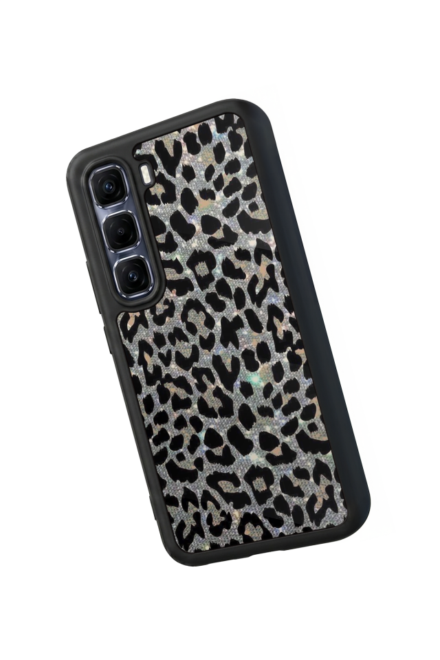 Infinix Hot 60 Pro Plus Uyumlu Hologram Leopar Tasarımlı Glossy Premium Kılıf