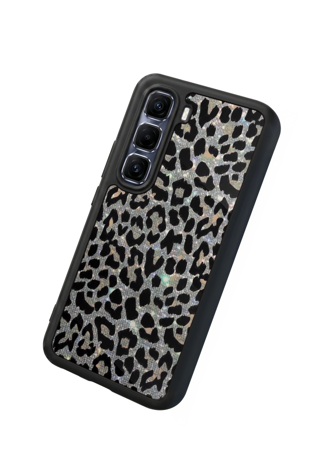 Infinix Hot 60 Pro Plus Uyumlu Hologram Leopar Tasarımlı Glossy Premium Kılıf