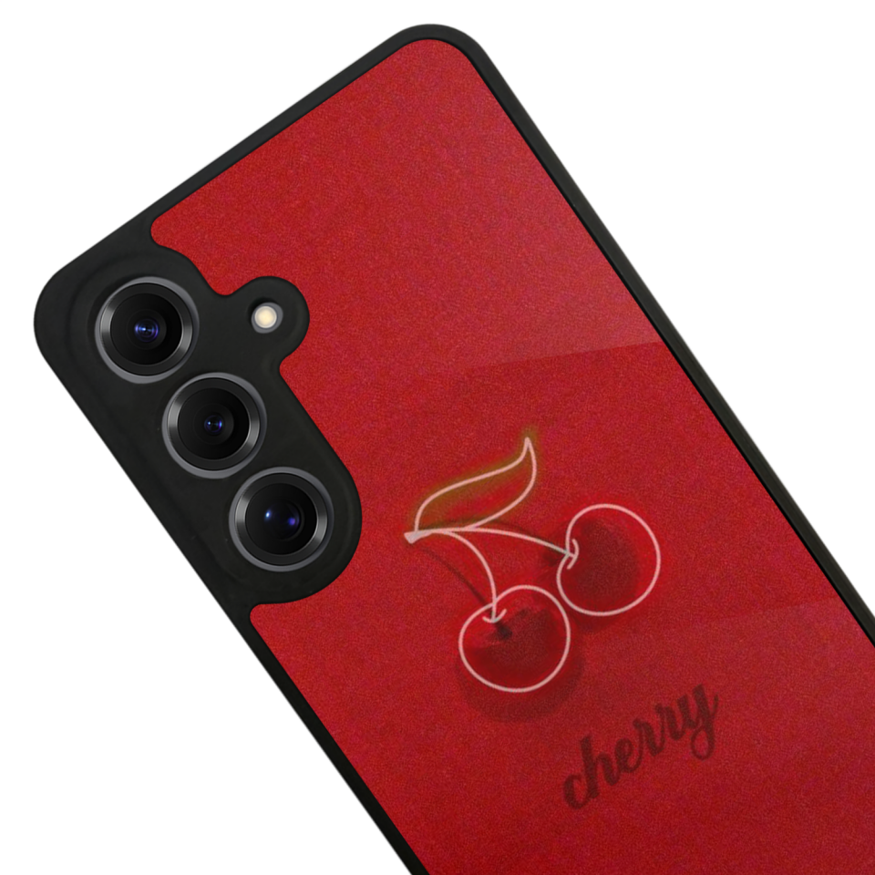 Samsung Galaxy S25 Uyumlu Kiraz Tasarımlı Glossy Premium Kılıf