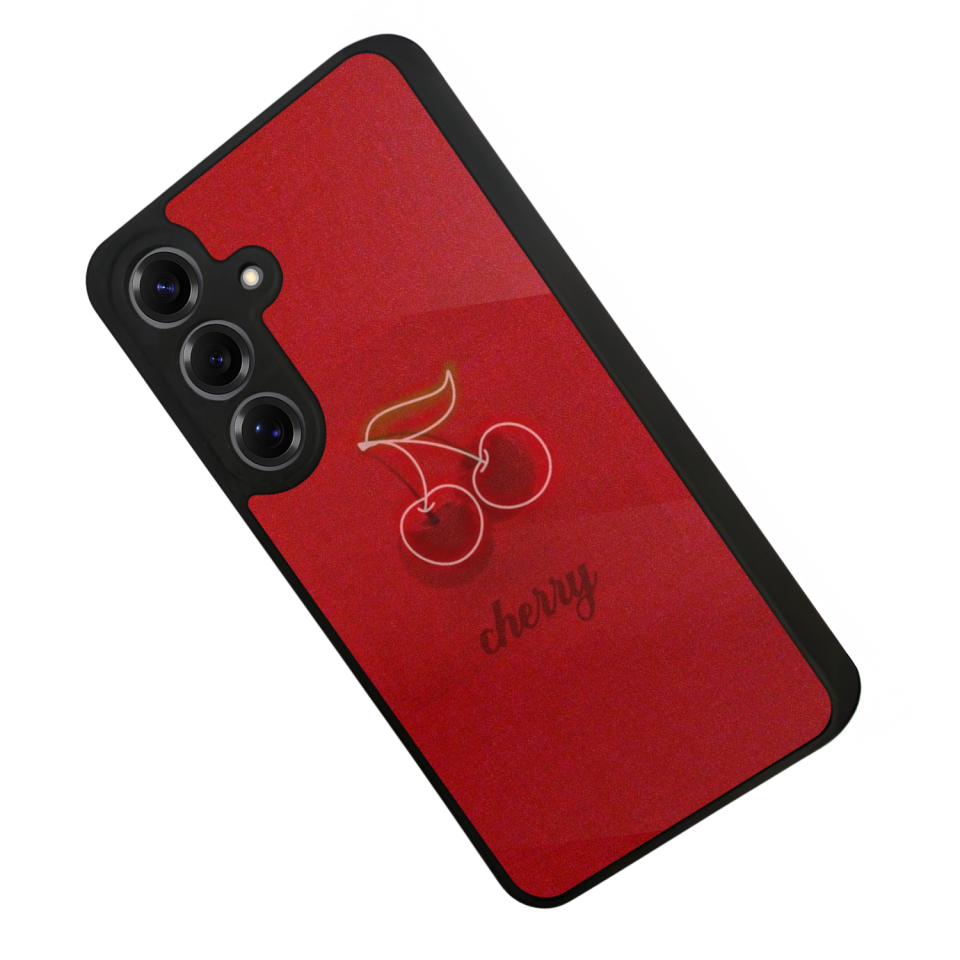 Samsung Galaxy S25 Uyumlu Kiraz Tasarımlı Glossy Premium Kılıf
