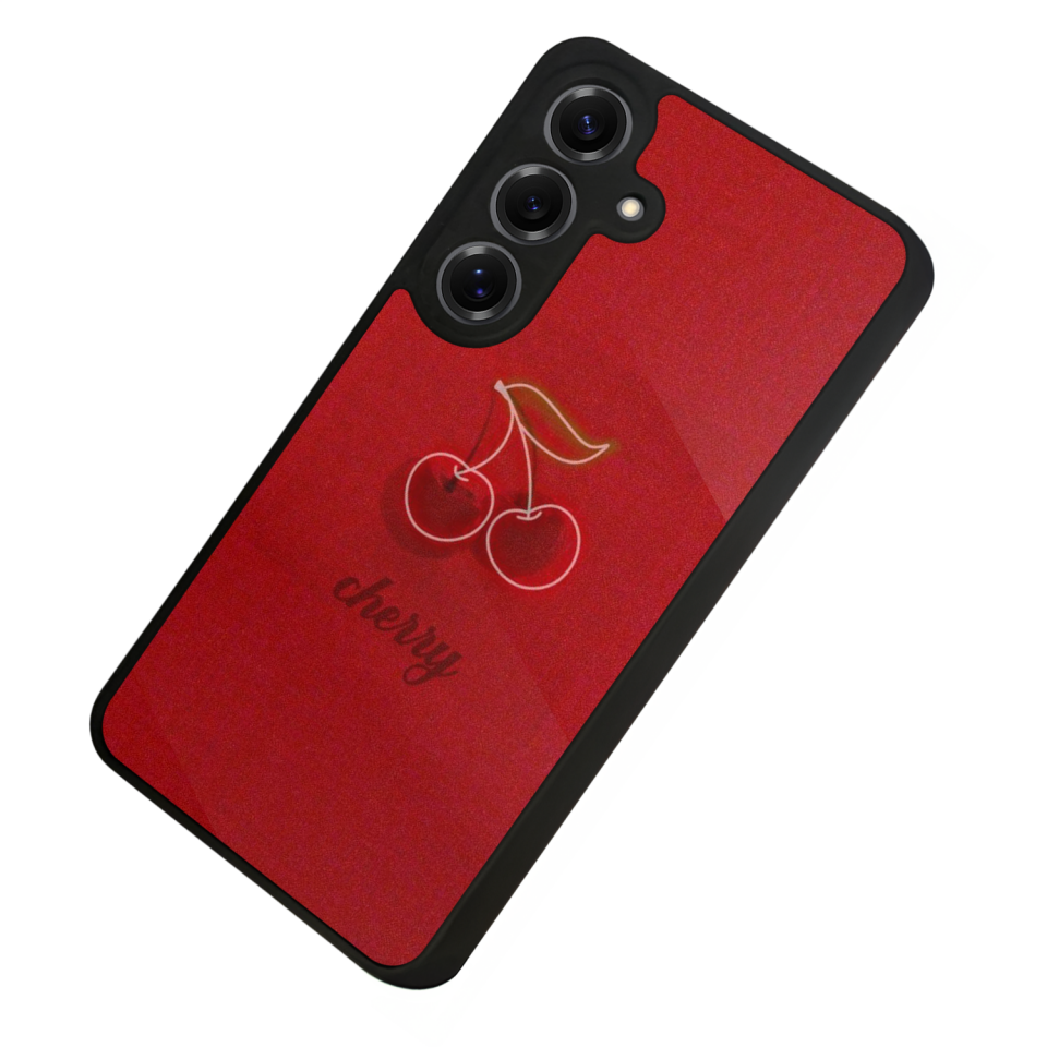 Samsung Galaxy S25 Uyumlu Kiraz Tasarımlı Glossy Premium Kılıf
