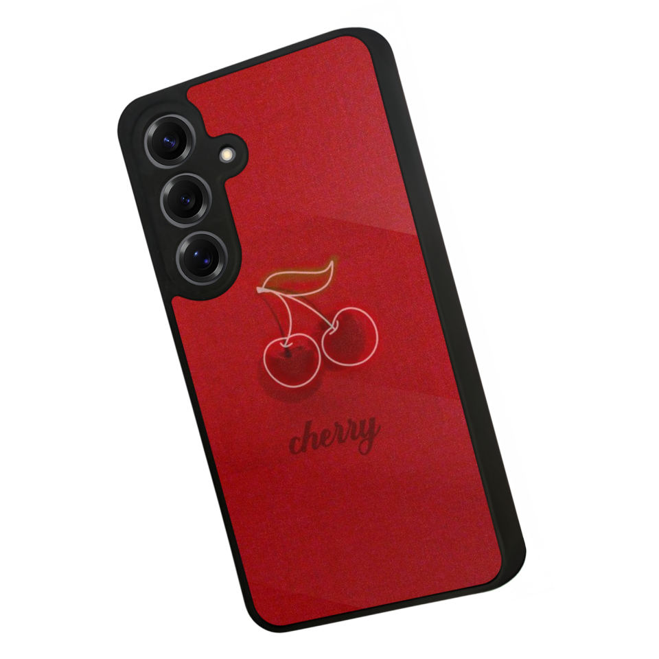 Samsung Galaxy S25 Uyumlu Kiraz Tasarımlı Glossy Premium Kılıf