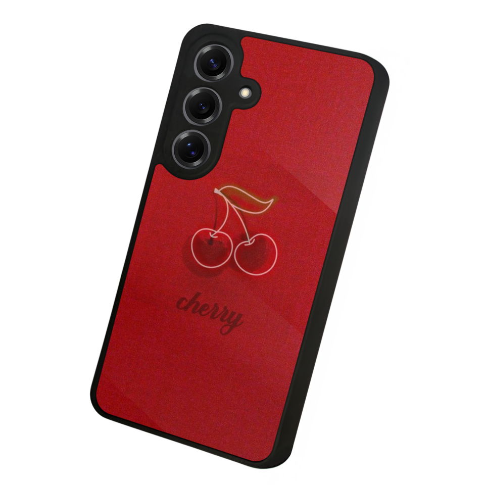 Samsung Galaxy S25 Uyumlu Kiraz Tasarımlı Glossy Premium Kılıf