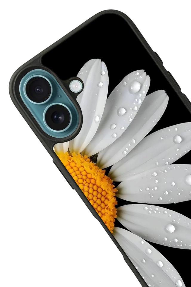 iPhone 16 Uyumlu Papatya Tasarımlı Glossy Premium Kılıf