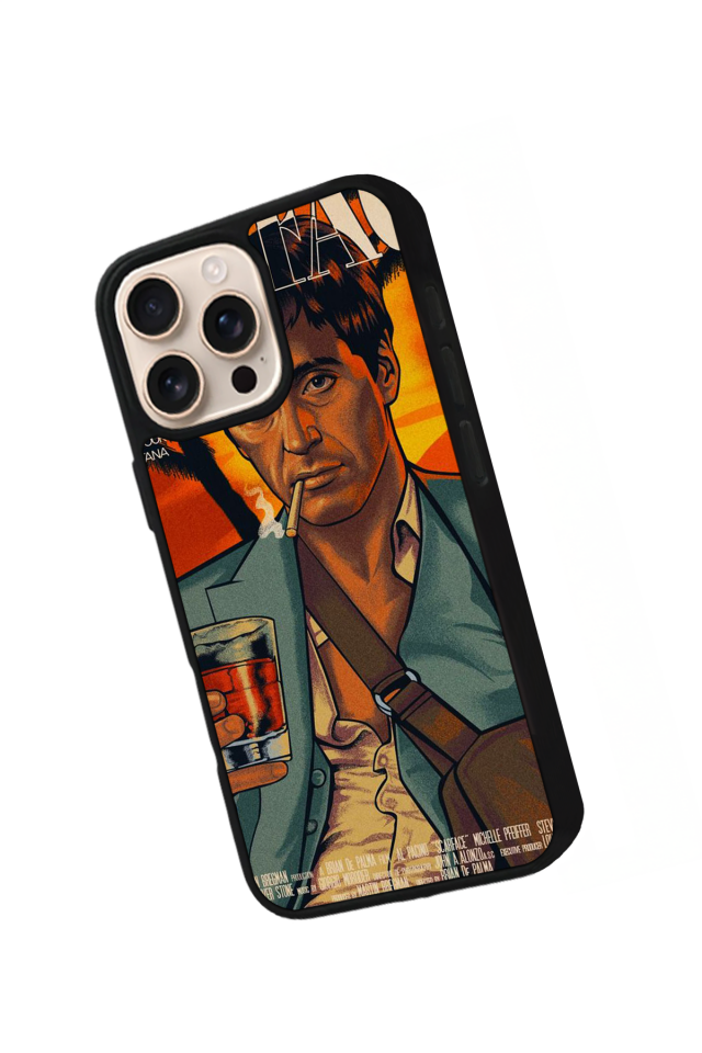 iPhone 16 Pro Uyumlu Scarface Tasarımlı Glossy Premium Kılıf