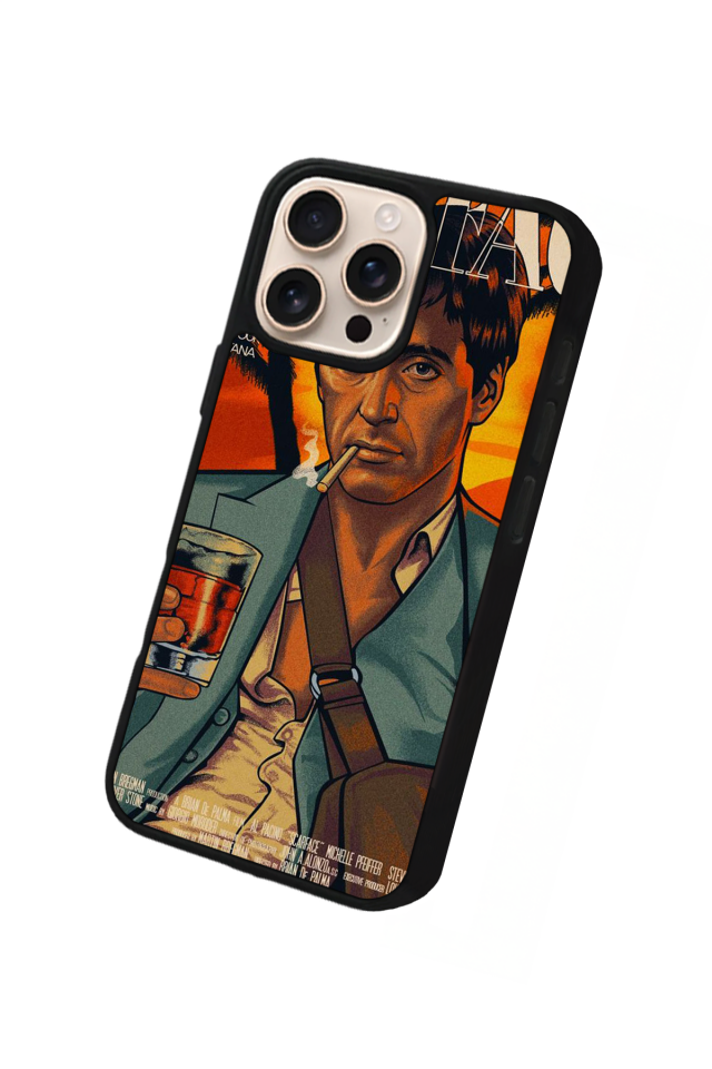 iPhone 16 Pro Uyumlu Scarface Tasarımlı Glossy Premium Kılıf