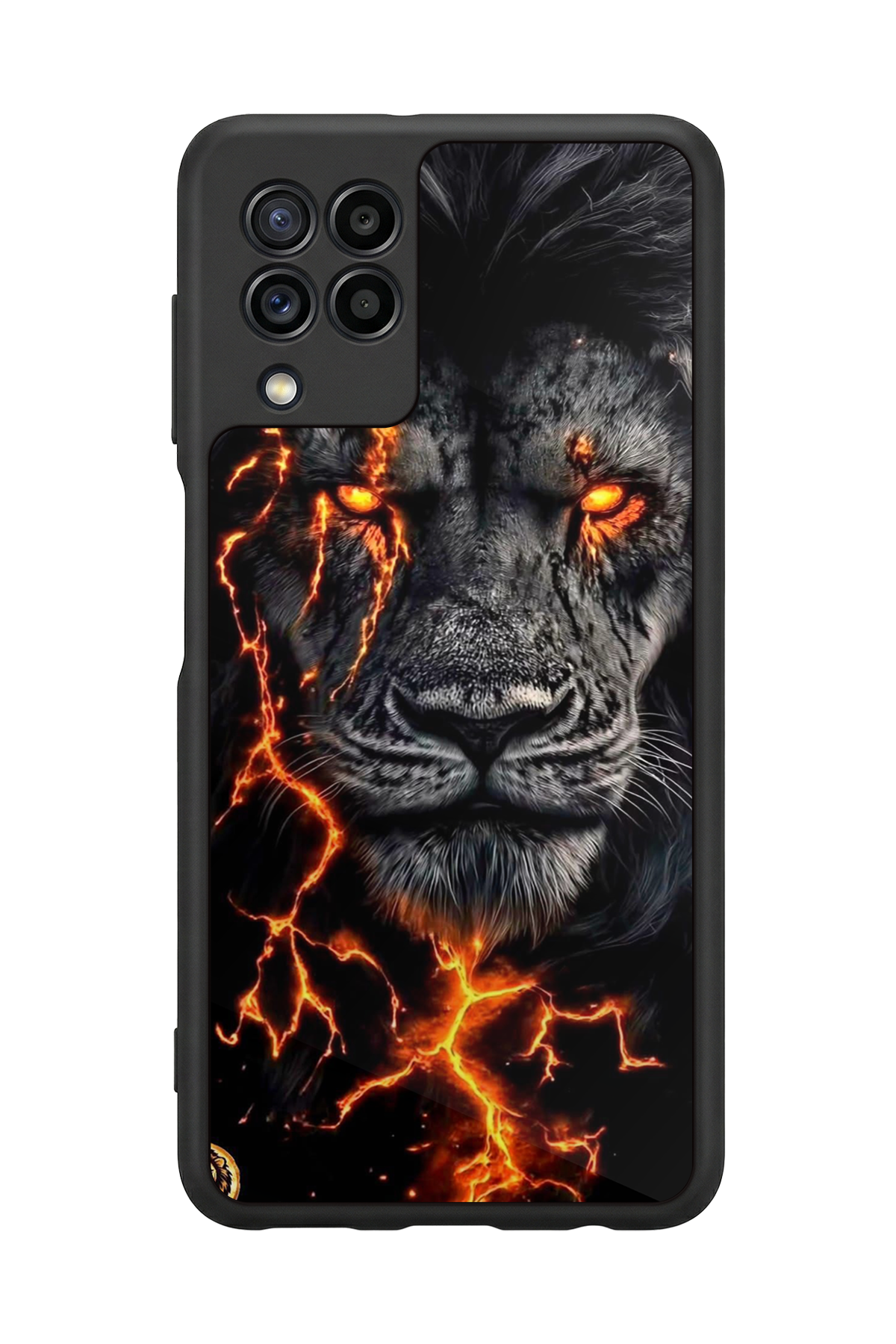 Samsung Galaxy M22 Uyumlu Aslan Tasarımlı Glossy Premium Kılıf
