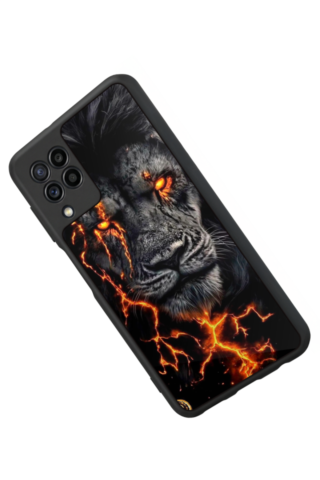 Samsung Galaxy M22 Uyumlu Aslan Tasarımlı Glossy Premium Kılıf