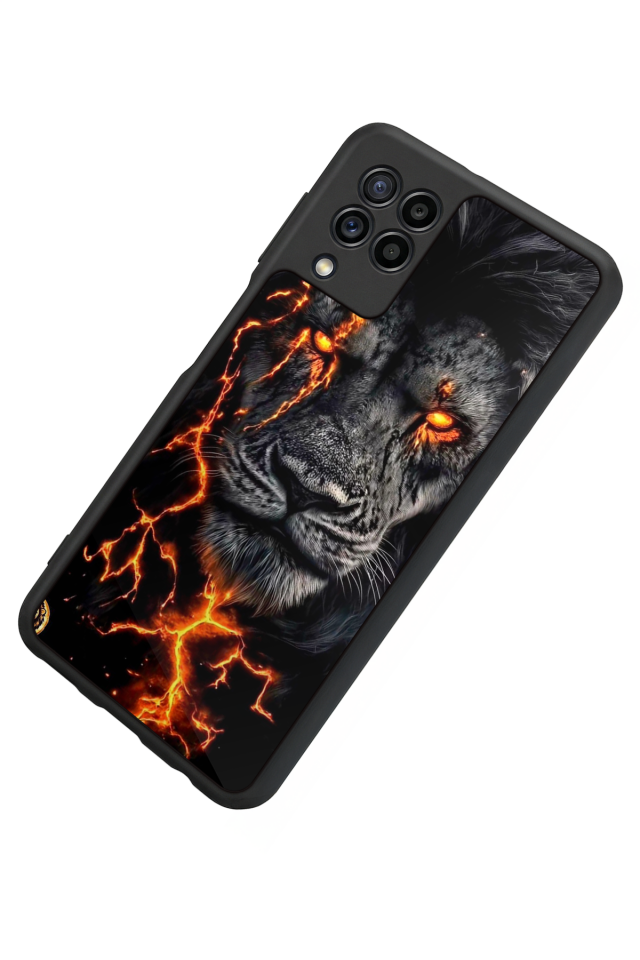 Samsung Galaxy M22 Uyumlu Aslan Tasarımlı Glossy Premium Kılıf