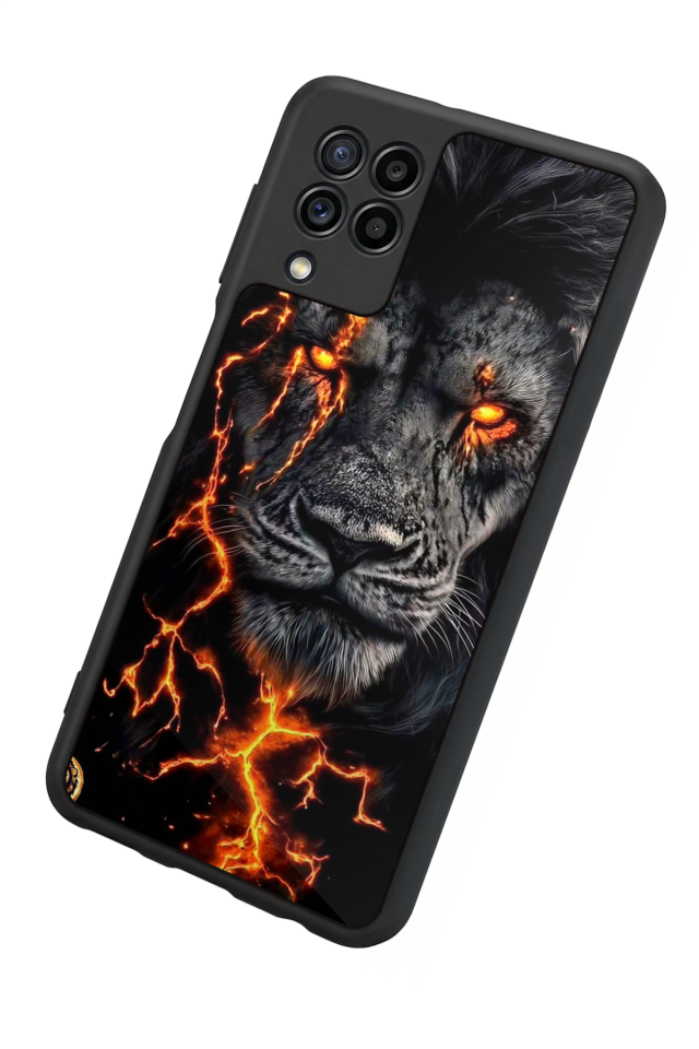 Samsung Galaxy M22 Uyumlu Aslan Tasarımlı Glossy Premium Kılıf