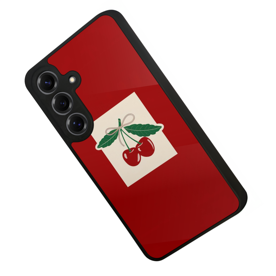 Samsung Galaxy S25 Uyumlu Kiraz Tasarımlı Glossy Premium Kılıf