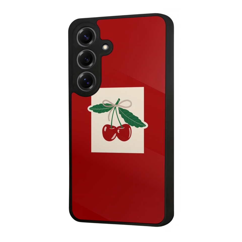 Samsung Galaxy S25 Uyumlu Kiraz Tasarımlı Glossy Premium Kılıf