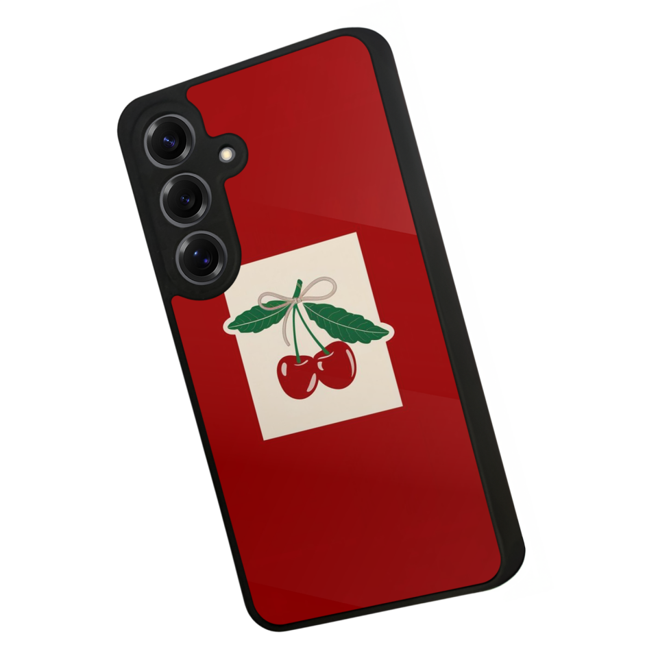 Samsung Galaxy S25 Uyumlu Kiraz Tasarımlı Glossy Premium Kılıf