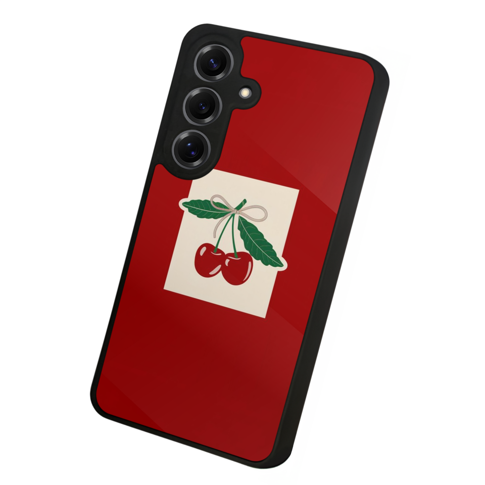 Samsung Galaxy S25 Uyumlu Kiraz Tasarımlı Glossy Premium Kılıf