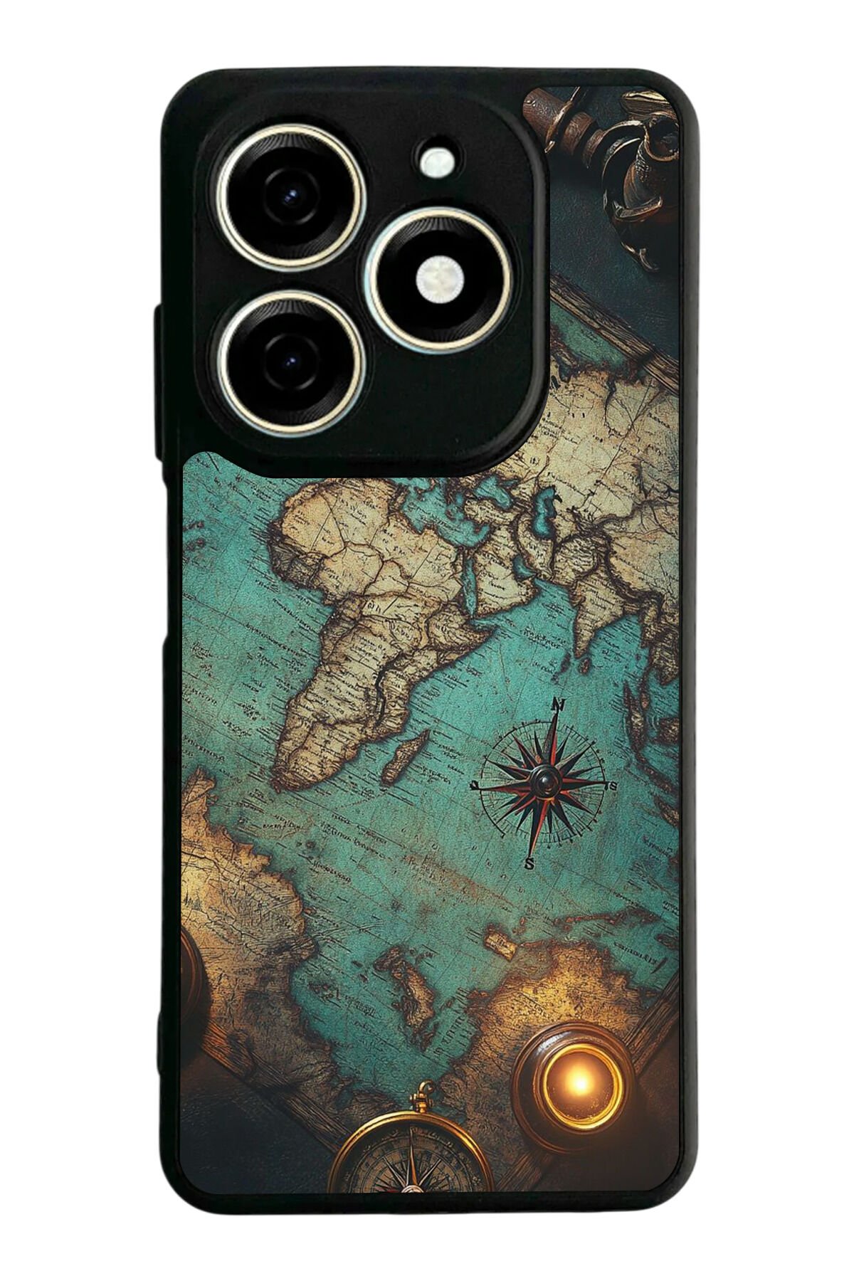 Infınıx Smart 8 Pro Uyumlu Harita Tasarımlı Glossy Premium Kılıf