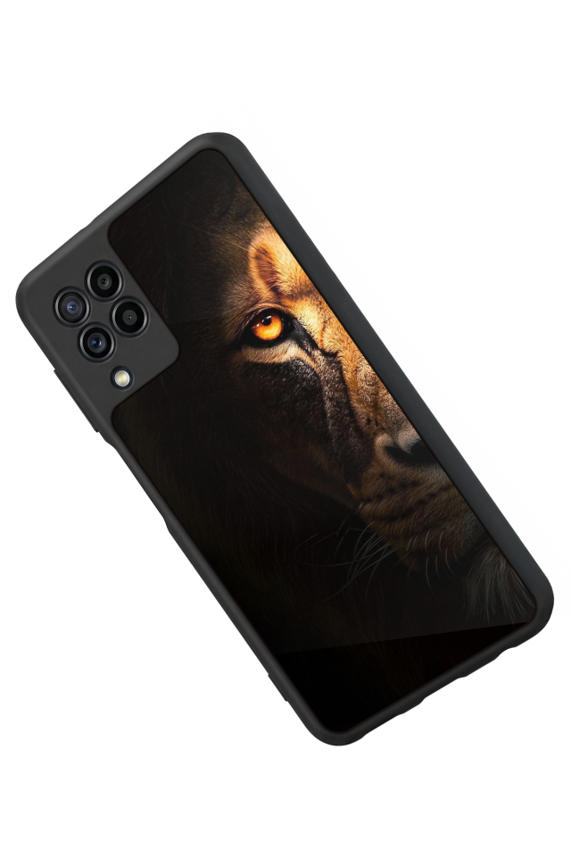 Samsung Galaxy M22 Uyumlu Aslan Tasarımlı Glossy Premium Kılıf