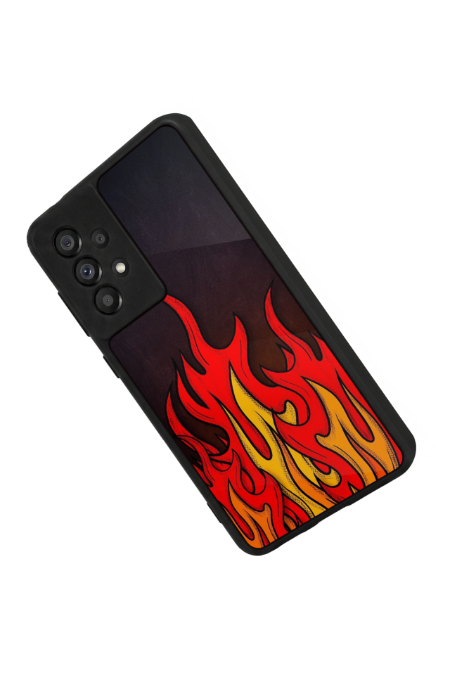 Samsung Galaxy A73 Uyumlu Retro Flame Patterns Tasarımlı Glossy Premium Kılıf