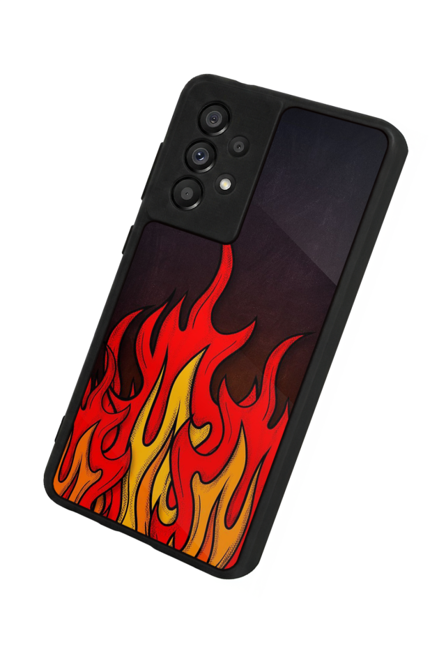 Samsung Galaxy A73 Uyumlu Retro Flame Patterns Tasarımlı Glossy Premium Kılıf