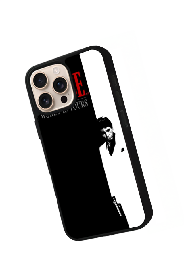 iPhone 16 Pro Uyumlu Scarface Tasarımlı Glossy Premium Kılıf