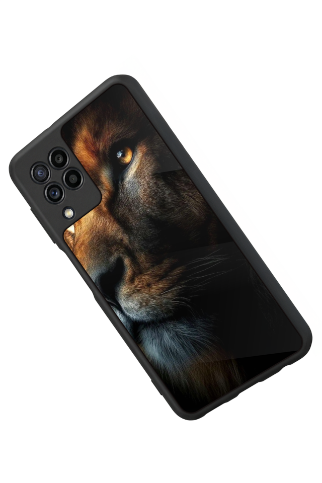 Samsung Galaxy M22 Uyumlu Aslan Tasarımlı Glossy Premium Kılıf