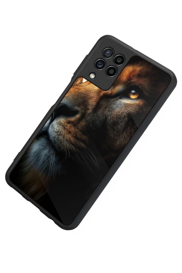Samsung Galaxy M22 Uyumlu Aslan Tasarımlı Glossy Premium Kılıf